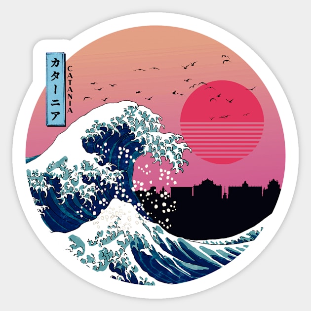 Catania Kanagawa Wave Retro Sticker by Ferrazi